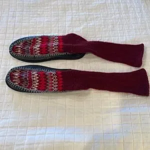 Shoes | Vintage 197s Slipper Socks Red White Knit Rubber  display picture 2